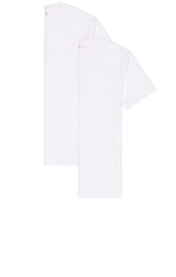 Beams Plus 2 Pack Pocket Tee in White