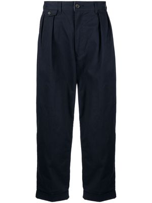 BEAMS PLUS 2Pleats cotton cropped trousers - Blue