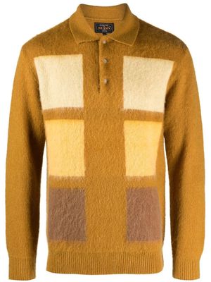 BEAMS PLUS check-pattern polo-collar jumper - Orange