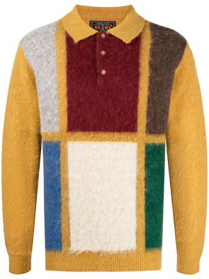 BEAMS PLUS check-pattern polo-collar jumper - Yellow