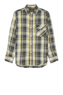Beams Plus Guide Dobby Nel Check Shirt in Green