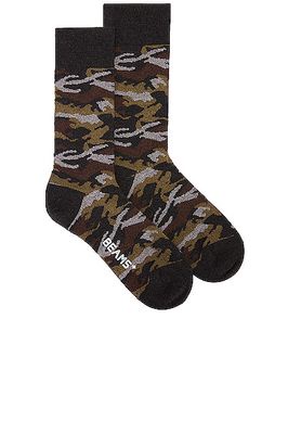 Beams Plus Melange Camo Socks in Charcoal.