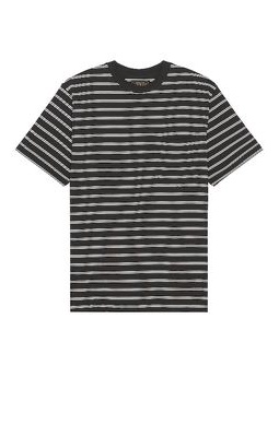 Beams Plus Multi Stripe Pocket Tee in Grey