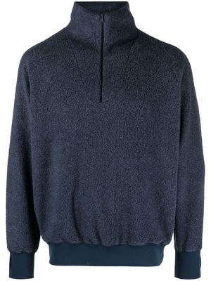 BEAMS PLUS short-zip knit jumper - Blue