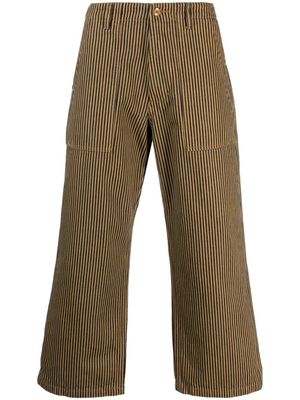 BEAMS PLUS striped straight-leg cropped trousers - Yellow