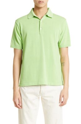 BEAMS Short Sleeve Fine Gauge Cotton Polo Sweater in Lt. green 62