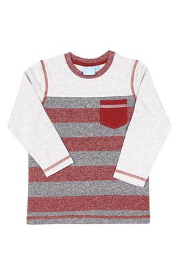 Bear Camp Kids' Stripe Long Sleeve Pocket T-Shirt in Rust