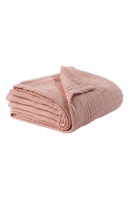 Bearaby Organic Cotton Muslin Cocoon Throw Blanket in Evening Rose 