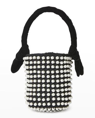 Beatrix Pearly Crochet Top-Handle Bag