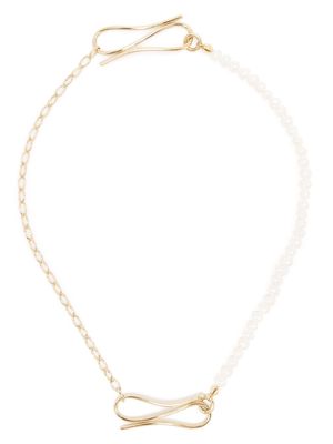 BEATRIZ PALACIOS Patchwork pearl chain necklace - White