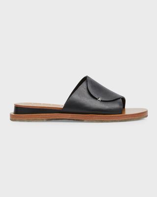 Beau Leather Flat Slide Sandals