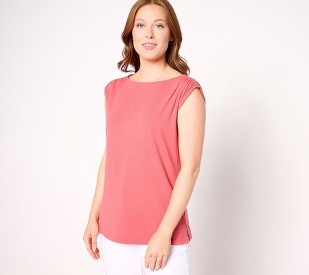 BEAUTIFUL by Lawrence Zarian Gathered Shoulder Tank Top