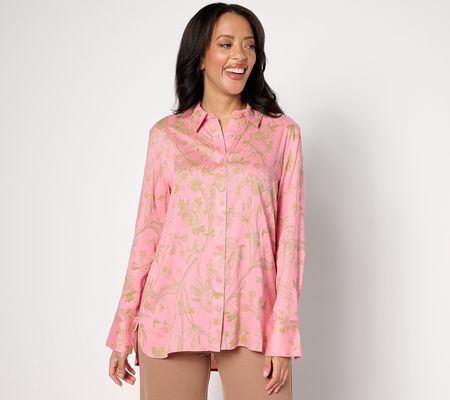 BEAUTIFUL by Lawrence Zarian Reg Printed Button Front Tunic