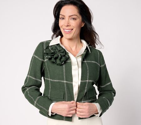 BEAUTIFUL By Lawrence Zarian Tweed Jacket w/ Removable Pin