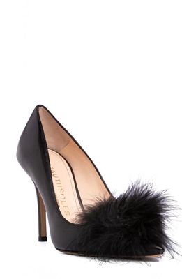 BEAUTIISOLES Asia Faux Feather Pointed Toe Pump in Black