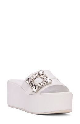 BEAUTIISOLES Dita Platform Slide Sandal in White 