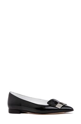BEAUTIISOLES Fia Pointed Toe Flat in Black Leather
