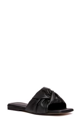BEAUTIISOLES Lia Slide Sandal in Black Leather