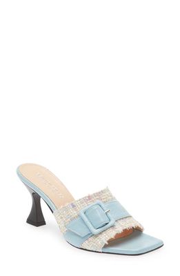 BEAUTIISOLES Lucia Sandal in White Blue Fabric Leather