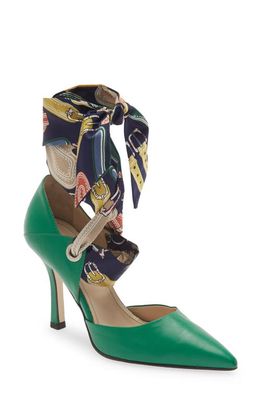 BEAUTIISOLES Millie Pointed Toe Pump in Green Leather Mix