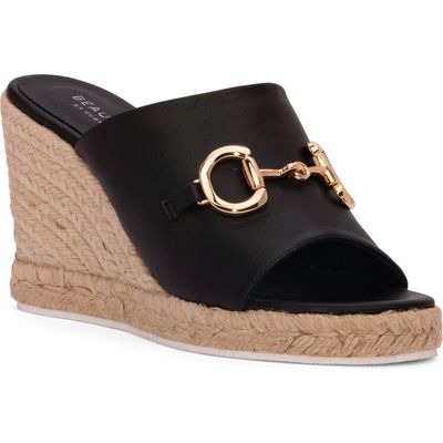 BEAUTIISOLES Norma Espadrille Platform Wedge Slide Sandal in Black 