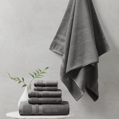 Beautyrest Cashmere-Like Antimicrobial Towel Set in Charcoal 6 Piece Set