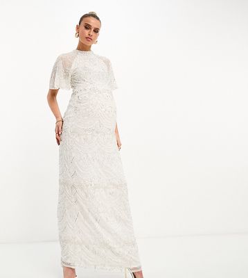 Beauut Maternity Bridal embellished maxi gown in white with contrast embellishment