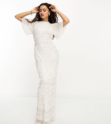 Beauut Petite Bridal embellished maxi gown in white with contrast embellishment