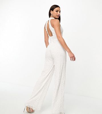 Beauut Tall Bridal jumpsuit in ivory-White