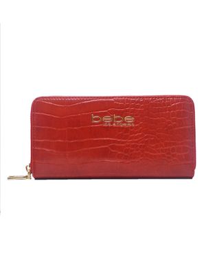bebe Evelyn Croco Zip Around Wallet in Candy Apple 7.5 x