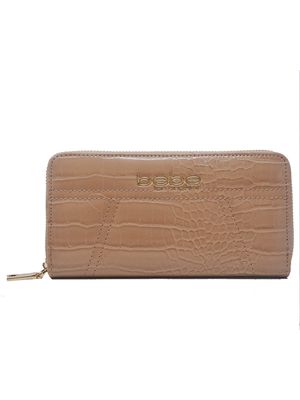 bebe Evelyn Croco Zip Around Wallet in Taupe 7.5 x