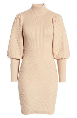 bebe Quilted Sweater Dress in Taupe