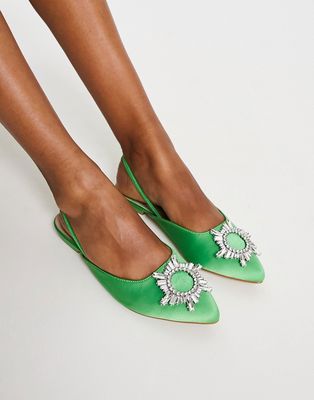 Bebo Jana jewel toe sling back shoes in green