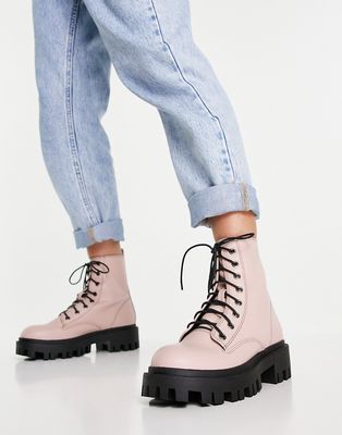 BEBO obey chunky lace up boots in pink