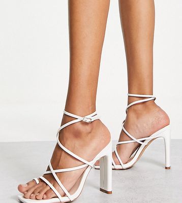 BEBO wide fit adelaide heeled sandals in white patent