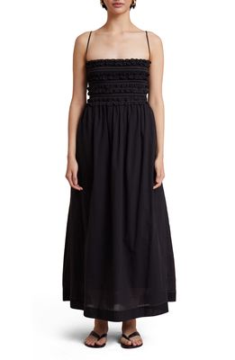 Bec & Bridge Alina Smocked Cotton Maxi Dress in Black
