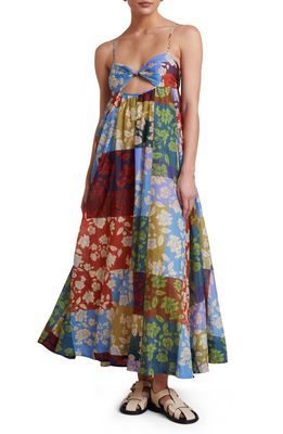 Bec & Bridge Patchwork Cutout Cotton & Silk Maxi Dress in Print