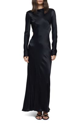Bec & Bridge Ren Open Back Long Sleeve Satin Maxi Dress in Black