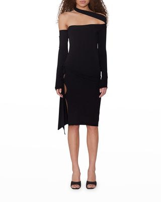 Beca Off-The-Shoulder Asymmetric Cut-Out Midi Dress