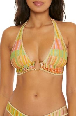 Becca Cabo Del Sol Ring Halter Bikini Top in Yellow Multi