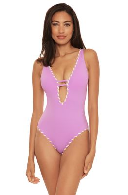 Becca Camille Reversible Plunge One Piece Swimsuit in Orchid Sea Glass