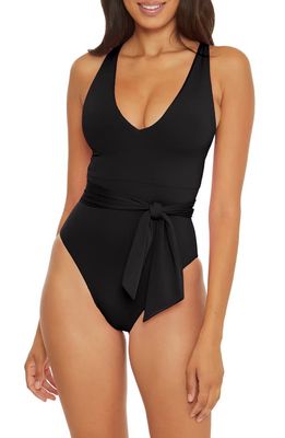 Becca Color Code Belted One-Piece Swimsuit in Black