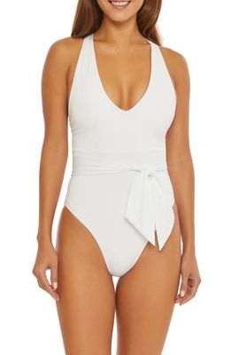 Becca Color Code Belted One-Piece Swimsuit in White