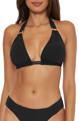 Becca Color Code D-Cup Halter Bikini Top in Black