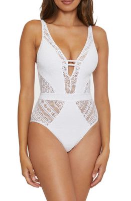 Becca Color Play Lace One-Piece Swimsuit in White