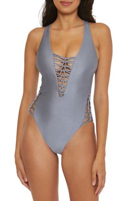 Becca Color Sheen Ladder One-Piece Swimsuit in Blu Shadow