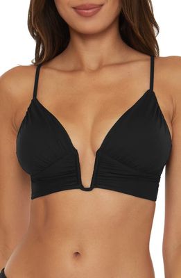 Becca Colorcode U-Wire Shirred Bikini Top in Black