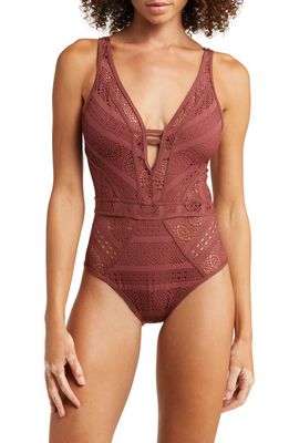 Becca Colorplay Lace One-Piece Swimsuit in Coconut