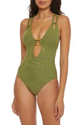 Becca Congo Jacquard One-Piece Swimsuit in Agave