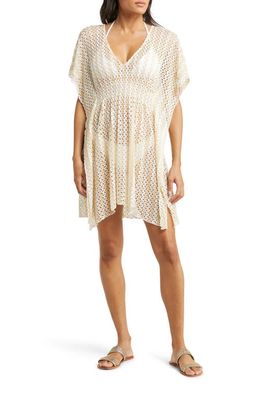 Becca Golden Sheer Lace Cover-Up Tunic in White/Gold